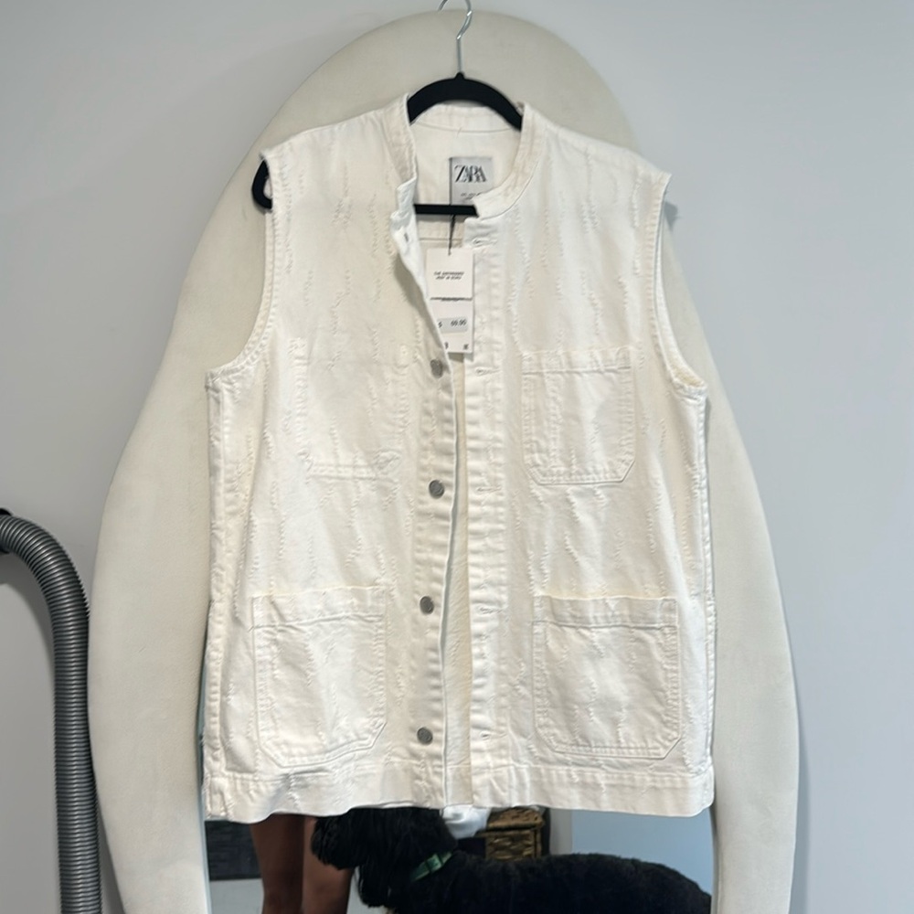 Zara denim distressed vest